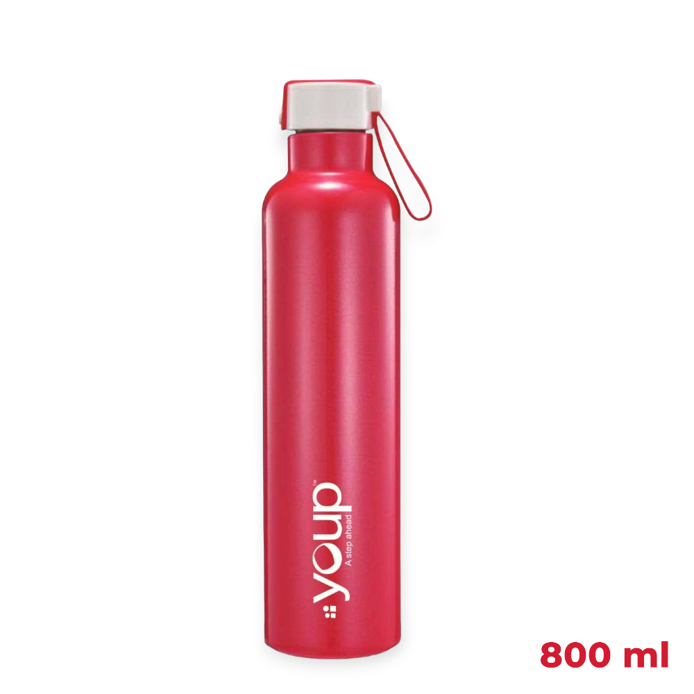 Youp Thermosteel Insulated Double Walled Water Bottle TWINKLE (Black, Red) - 800 ml - pink