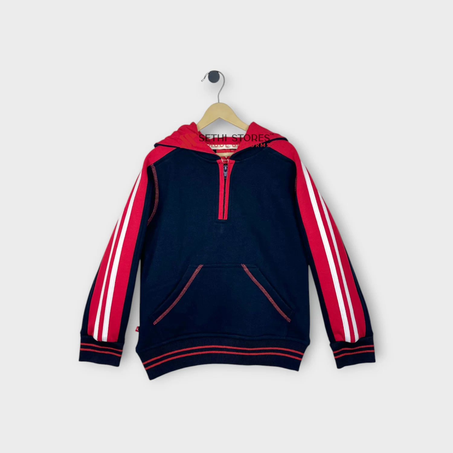 The Srijan School Nursery Tracksuit Upper, Navy blue with Red