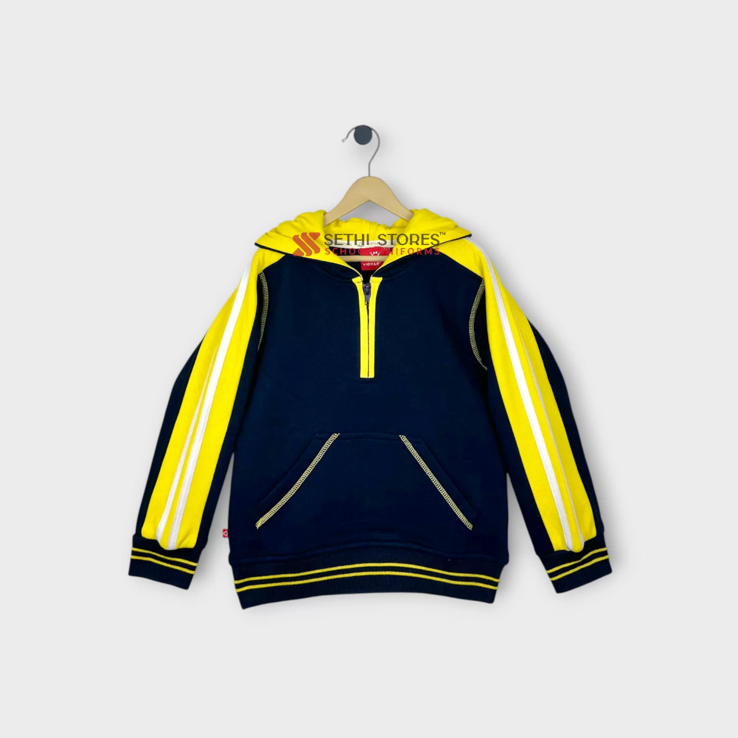 The Srijan School Nursery Tracksuit Upper, Navy blue with Yellow