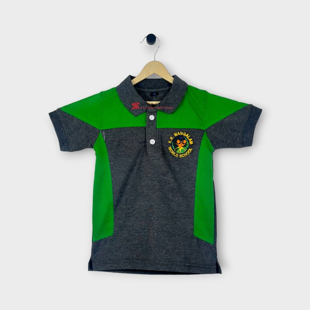 K.R Mangalam World School Emerald House T-Shirt new uniform.