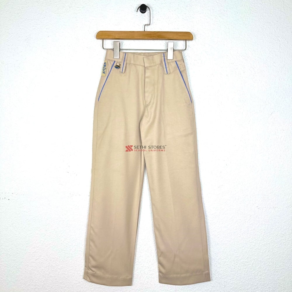 Beige Elastic Trousers or Full Pant for The Srijan School Summer Uniform