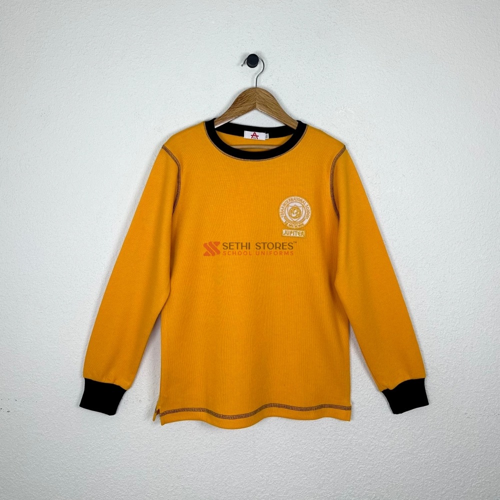 Shah International School Jupiter House T-Shirt Fullsleeve for Grade 1-12 Winter Uniform.