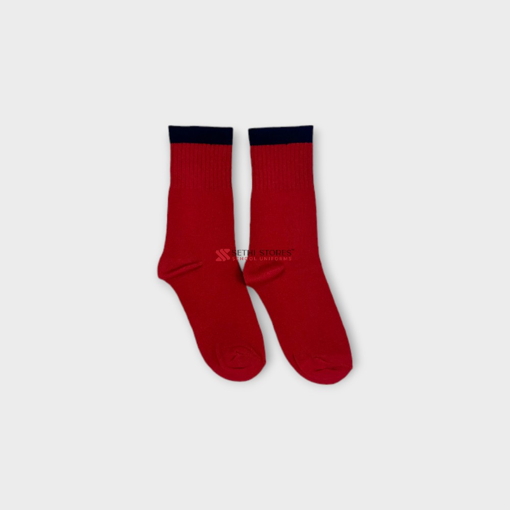 The Srijan Socks for Nursery Summer School Uniform in red.