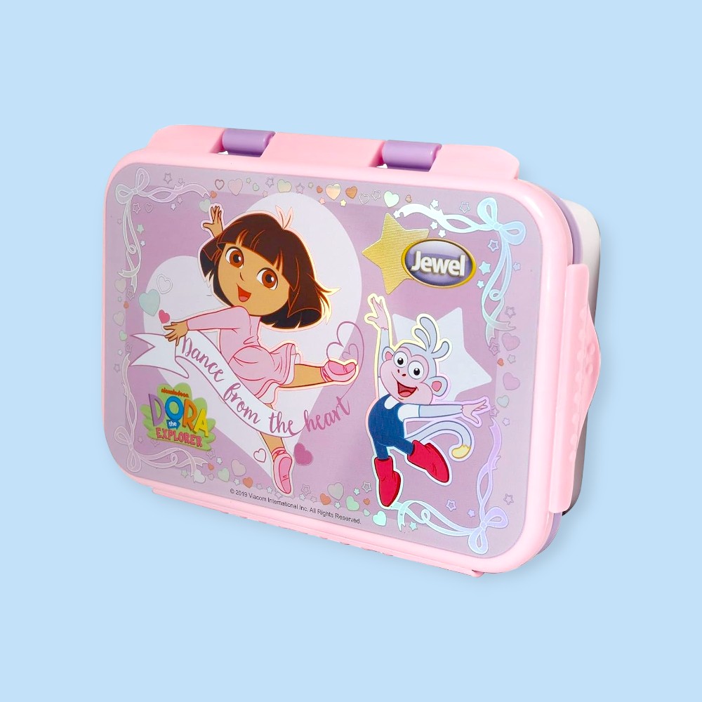 Dora the Explorer I Jewel Disney Safe Snacker I Medium Insulated, Small Inner Steel Lunch Box for School Kids | Food Grade | Leak Proof | Air Tight