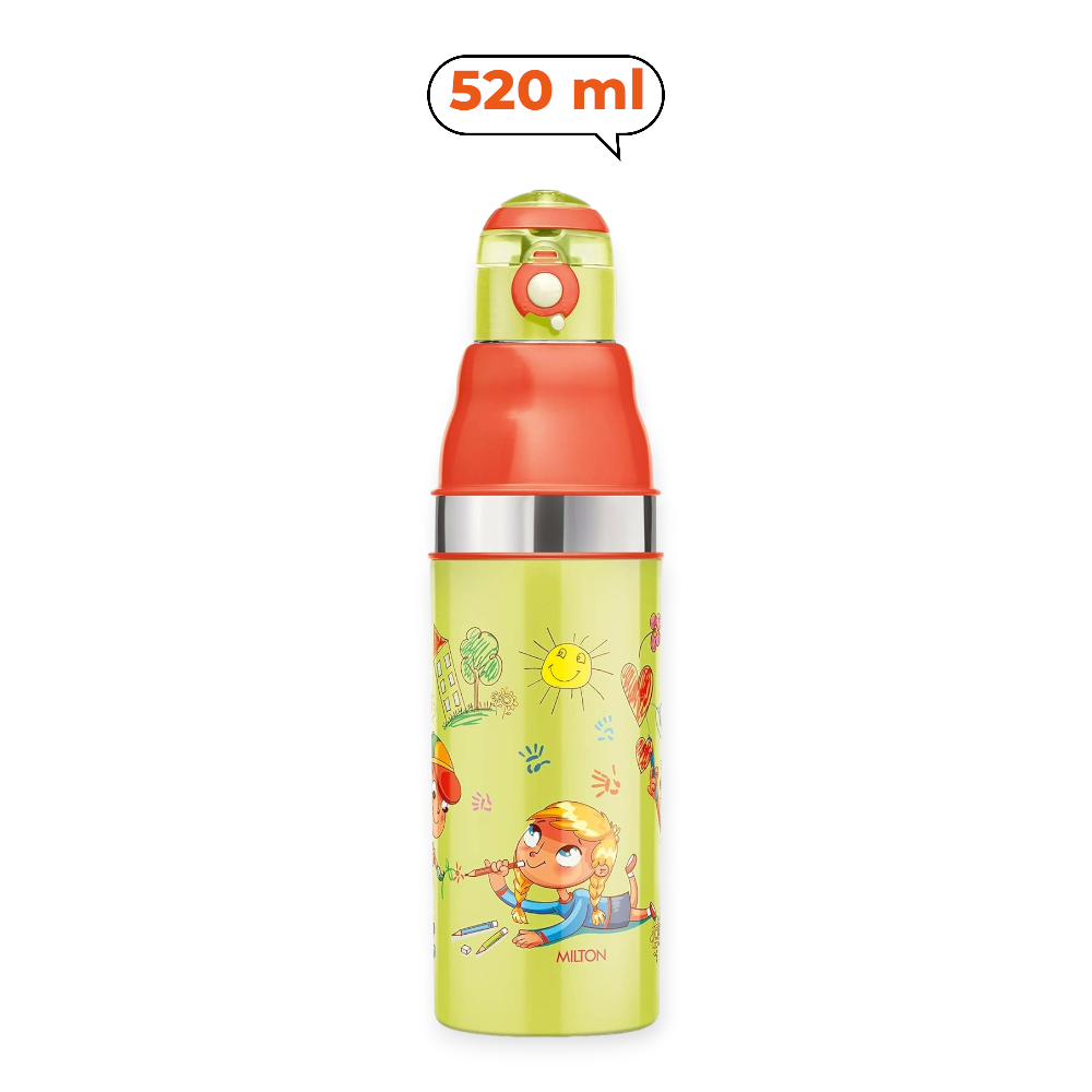 Milton Kool Stunner 600 Kids Insulated Water Bottle with Inner Stainless Steel, 520 ML