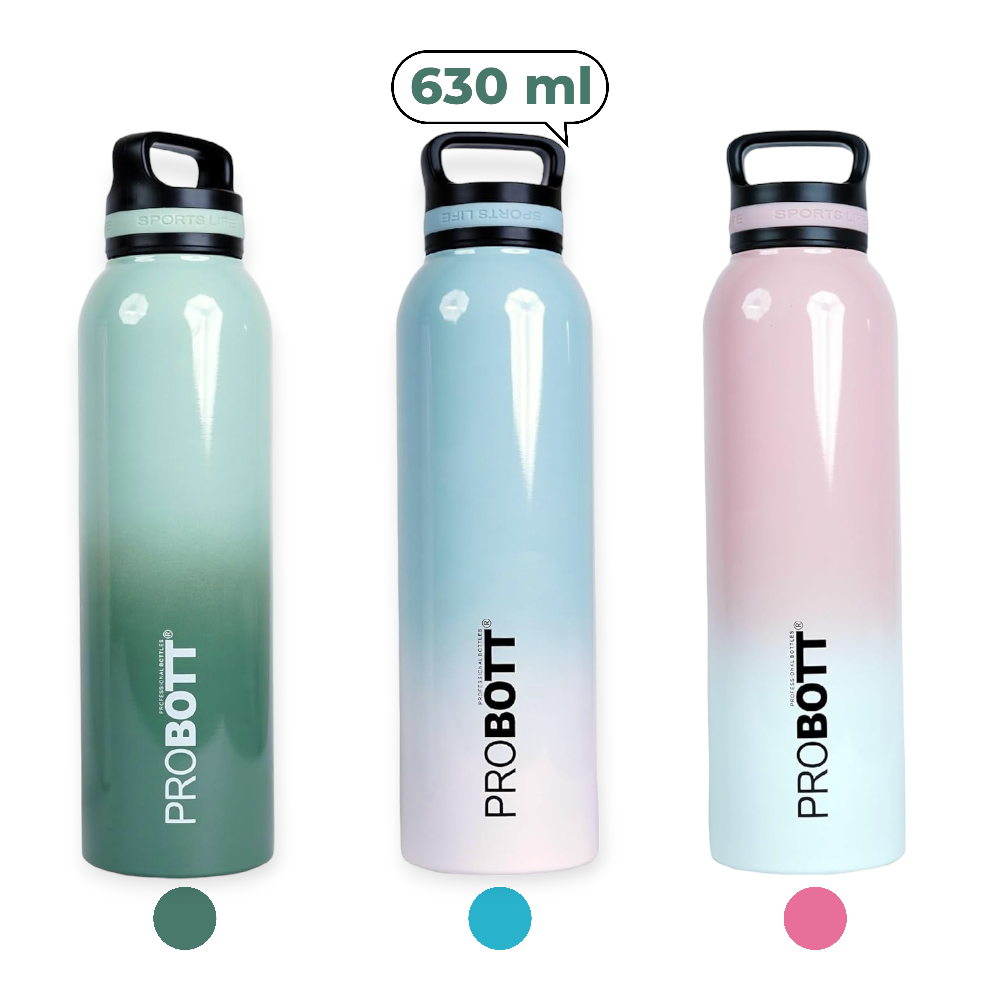 PROBOTT Sonic Vacuum Flask Hot and Cold Water Bottle (630 ML) - Green, Blue, Pink