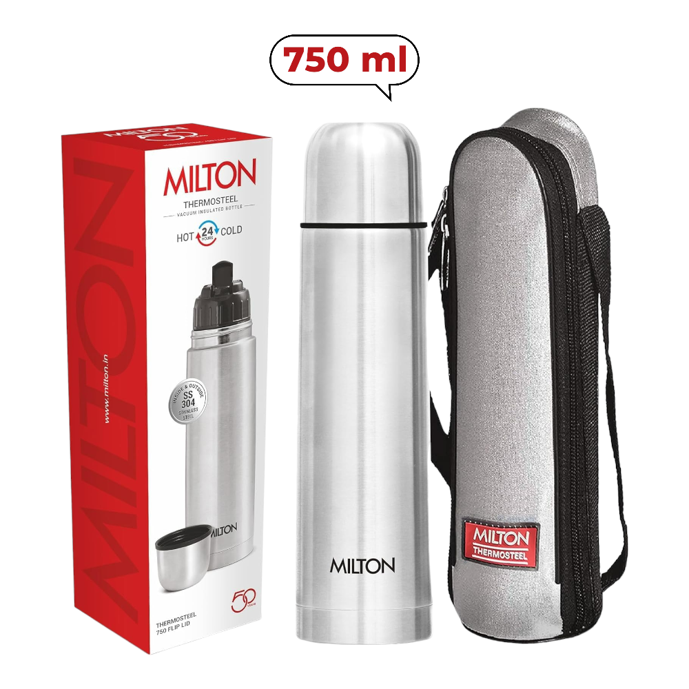 Milton Thermosteel Flip Lid Flask, 750 milliliters, Silver