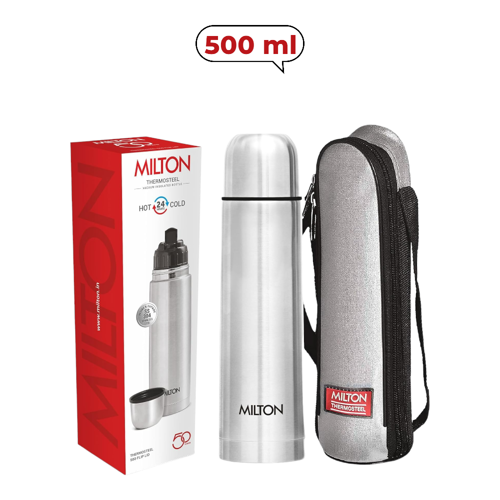 Milton Thermosteel Flip Lid Flask - 500 ml, Silver